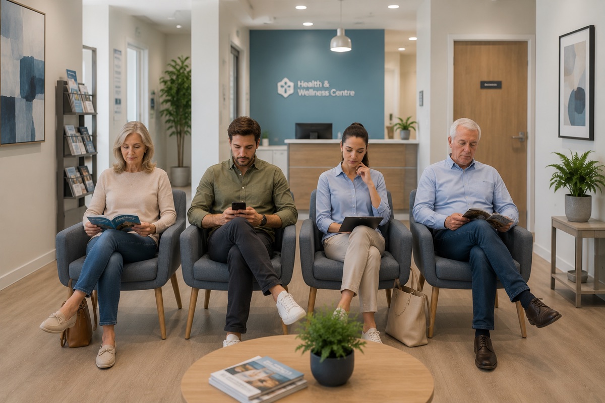 Patients in a clinic waiting room